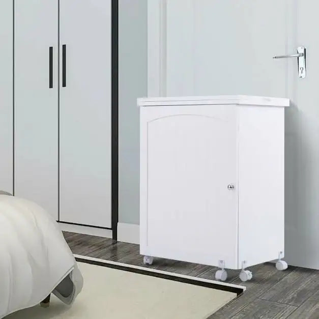 Folding Sewing and Craft Table – White | Space-Saving - Bins, Shelf and Wheels COSTWAY - Little and Giant Explorers Costway