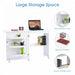 Folding Sewing and Craft Table – White | Space-Saving - Bins, Shelf and Wheels COSTWAY - Little and Giant Explorers Costway