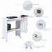 Folding Sewing and Craft Table – White | Space-Saving - Bins, Shelf and Wheels COSTWAY - Little and Giant Explorers Costway