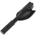 Black folding 4-in-1 carbon steel multitool shovel with saw edge and textured handle