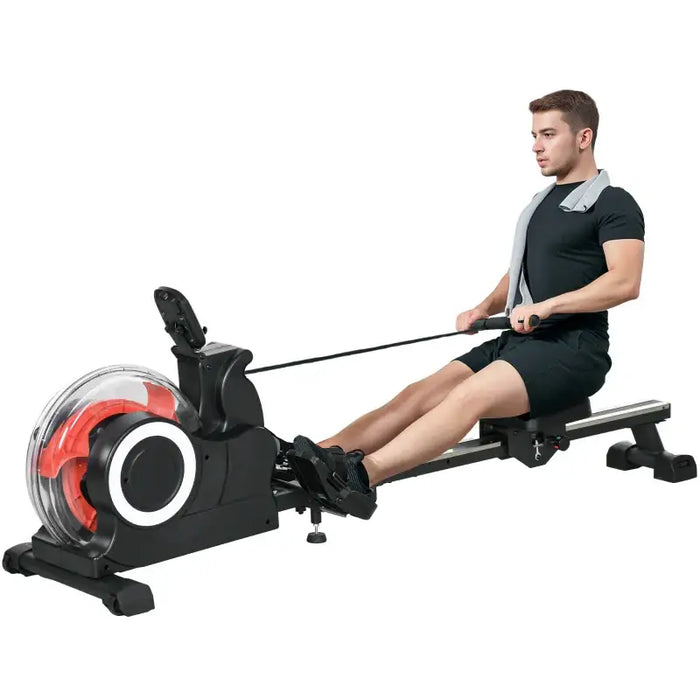 Folding Water Rowing Machine – Black | 6-Level Adjustable Resistance SPORTNOW - Little and Giant Explorers SPORTNOW