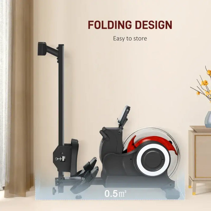 Folding Water Rowing Machine – Black | 6-Level Adjustable Resistance SPORTNOW - Little and Giant Explorers SPORTNOW