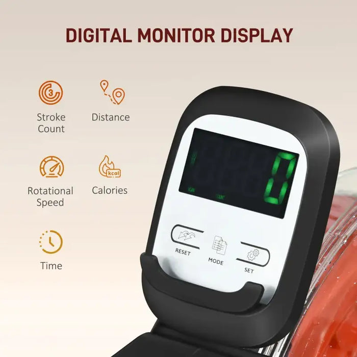 Folding Water Rowing Machine – Black | 6-Level Adjustable Resistance SPORTNOW - Little and Giant Explorers SPORTNOW