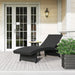 Folding Wicker Lounger Recliner with 4-Level Adjustable Backrest in Black - Little and Giant Explorers Outsunny