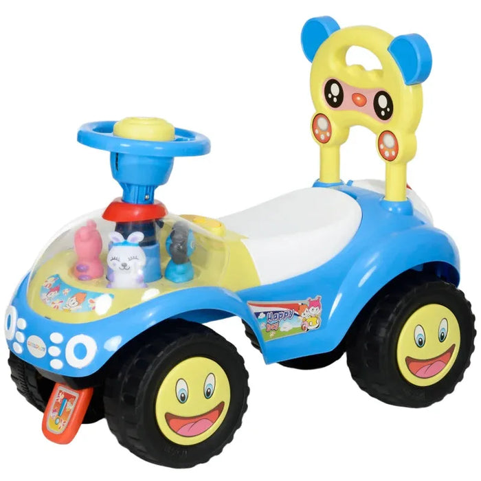 Foot to Floor Toddler Ride-On Toy with Music, Light and Horn in Blue - Little and Giant Explorers AIYAPLAY