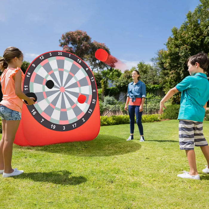 Kids Large Foldable and Portable Dart Board with 4 Kick Balls in Red - Little and Giant Explorers Costway