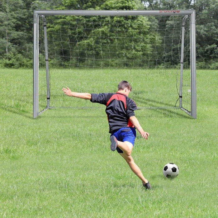 Football Goal and Net in Grey (160 x 240 x 85cm) - Little and Giant Explorers SPORTNOW