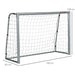 Portable football goal net with metal frame, 8ft x 5ft, dimensions labeled in cm