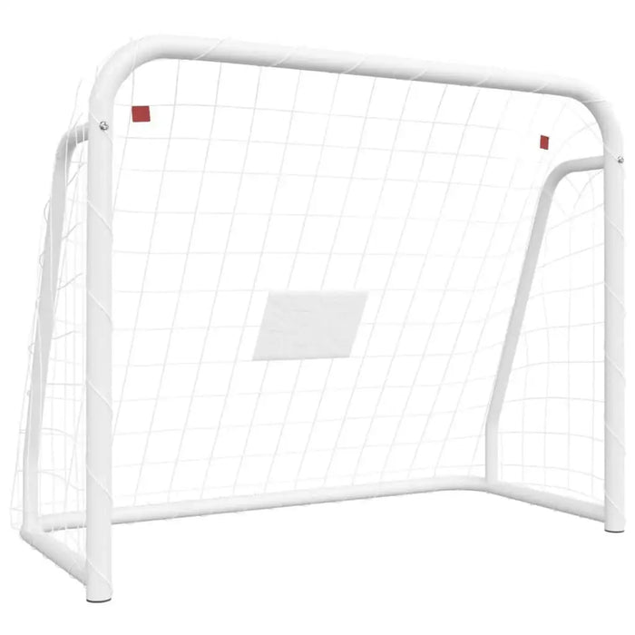 Football goal with white steel frame and all-weather polyester net, 125x60cm size