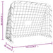 Football goal with net, steel frame, 125x60cm, black outline, size dimensions shown