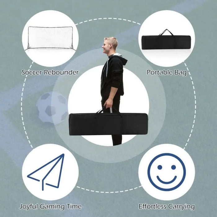 Football Rebounder – 375x185cm Large Kickback Net | Double-Sided PE Netting COSTWAY - Little and Giant Explorers Costway