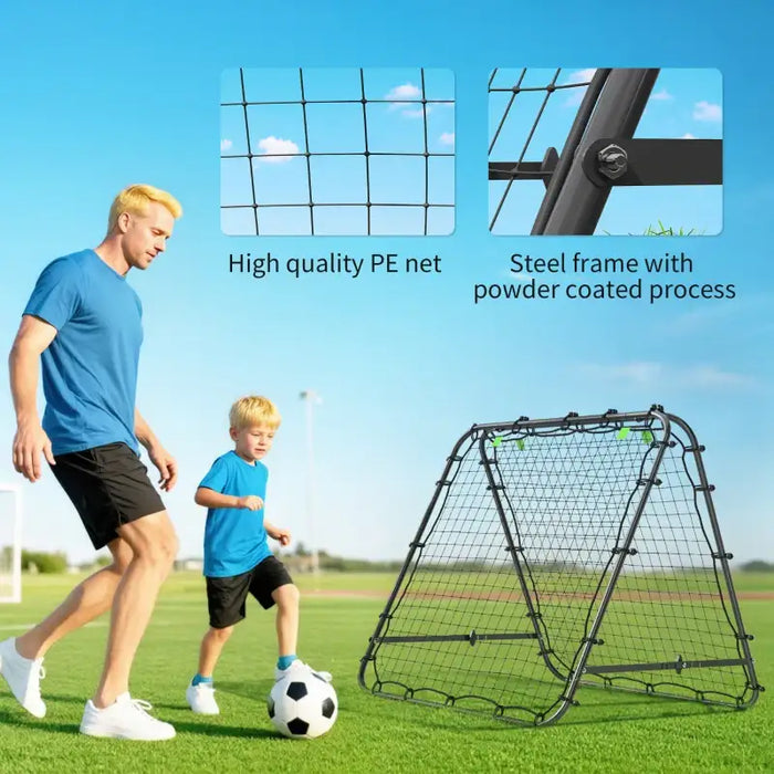 Football Rebounder Net – 100x90cm Adjustable Training Frame | All-Weather Mesh HOMCOM - Little and Giant Explorers HOMCOM