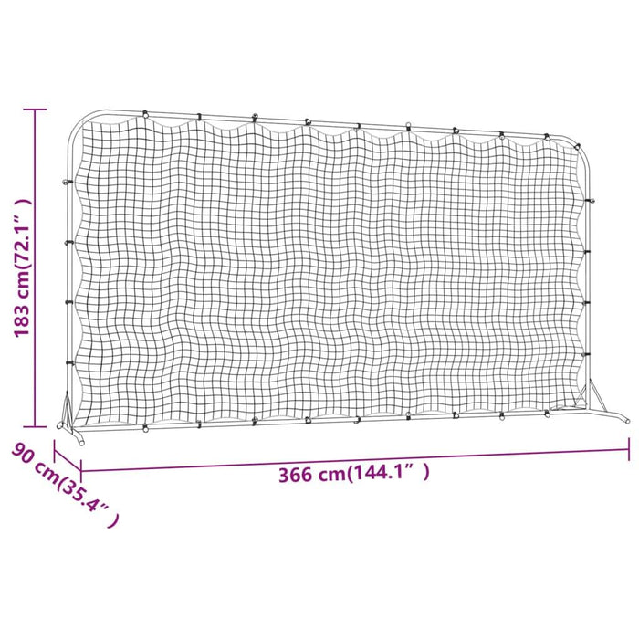 Football Rebounder Net in Black (366 x 90 x 183cm) - Little and Giant Explorers vidaXL