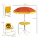 Four-Piece Kids Garden Set with Lion Umbrella | Table, Chairs and Parasol OUTSUNNY - Little and Giant Explorers Outsunny
