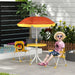 Four-Piece Kids Garden Set with Lion Umbrella | Table, Chairs and Parasol OUTSUNNY - Little and Giant Explorers Outsunny