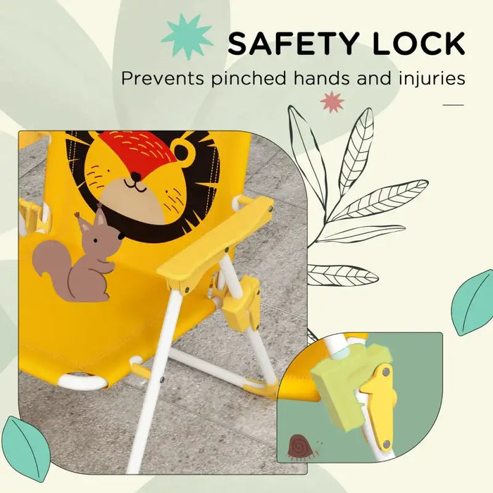 Four-Piece Kids Garden Set with Lion Umbrella | Table, Chairs and Parasol OUTSUNNY - Little and Giant Explorers Outsunny