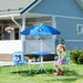 Four-Piece Kids Garden Set with Shark Umbrella | Table, Chairs and Parasol OUTSUNNY - Little and Giant Explorers Outsunny