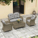 Four-Piece Rattan Sofa Set with Glass Top Table in Light Grey - Little and Giant Explorers Outsunny