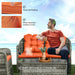 Four-Piece Rattan Sofa Set with Glass Top Table in Orange - Little and Giant Explorers Outsunny