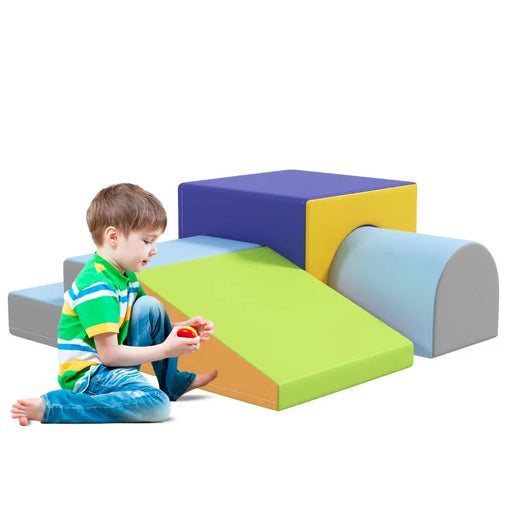 Four-Piece Soft Play Set in Blue - Little and Giant Explorers HOMCOM