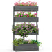 4-Tier Raised Garden Bed | Grey Fir Wood Four Planter Boxes with Inner Fabric Bags - Little and Giant Explorers Outsunny