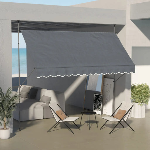 Manual Retractable Awning in Grey (3.5 x 1.2m) - Little and Giant Explorers Outsunny