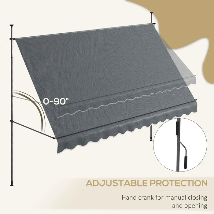 Manual Retractable Awning in Grey (3.5 x 1.2m) - Little and Giant Explorers Outsunny