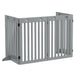 Freestanding Foldable Wooden Pet Gate with Support Feet in Grey - Little and Giant Explorers PawHut