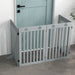 Freestanding Foldable Wooden Pet Gate with Support Feet in Grey - Little and Giant Explorers PawHut