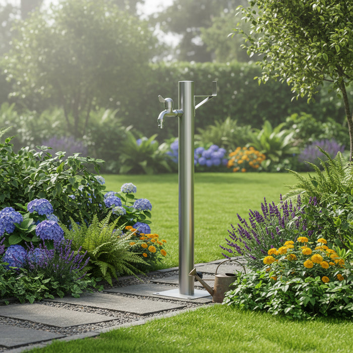 Garden Water Column in Stainless Steel 65cm - Little and Giant Explorers vidaXL