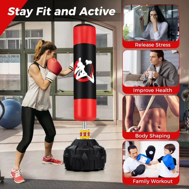 Freestanding Punching Bag – 180cm Kickboxing Bag | Shock Absorbing COSTWAY - Little and Giant Explorers Costway
