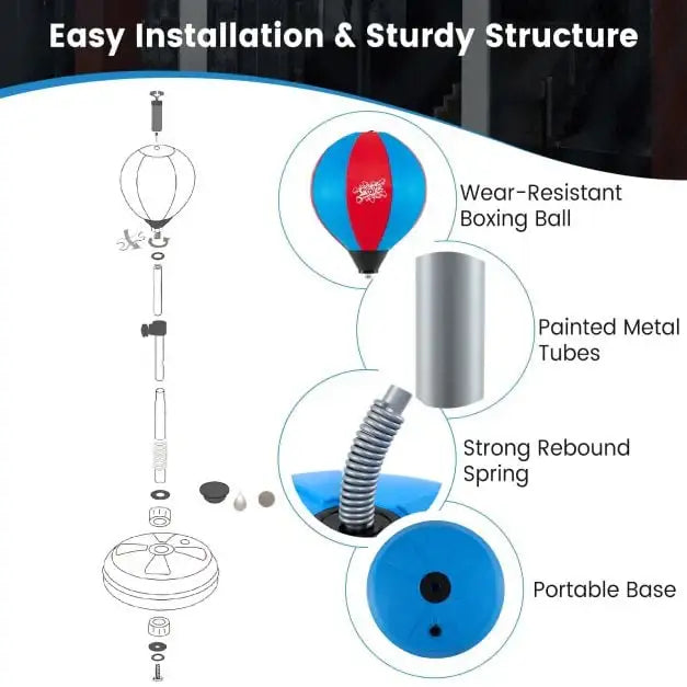 Freestanding Punching Ball – 120–154cm | Adjustable Height - Boxing Reflex Trainer COSTWAY - Little and Giant Explorers Costway