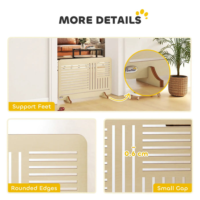 Product details of a radiator cover with support feet, rounded edges, and small gap on a white background.
