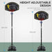 Fully Adjustable Free Standing Portable Basketball Stand with Wheels - 190cm - 305cm - Little and Giant Explorers HOMCOM