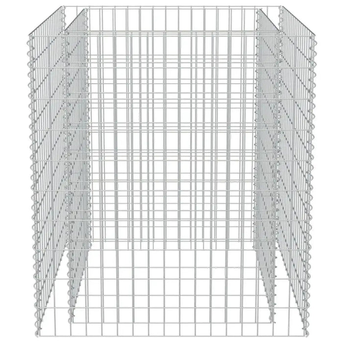 Galvanised steel gabion raised bed with weather-resistant mesh grid, front view