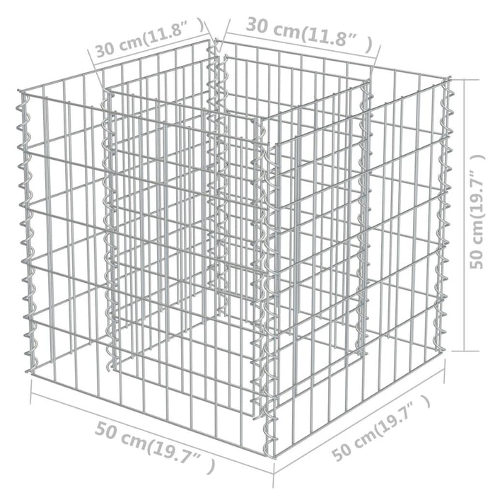 Gabion Raised Bed in Galvanised Steel (50 x 50 x 50cm) - Little and Giant Explorers vidaXL