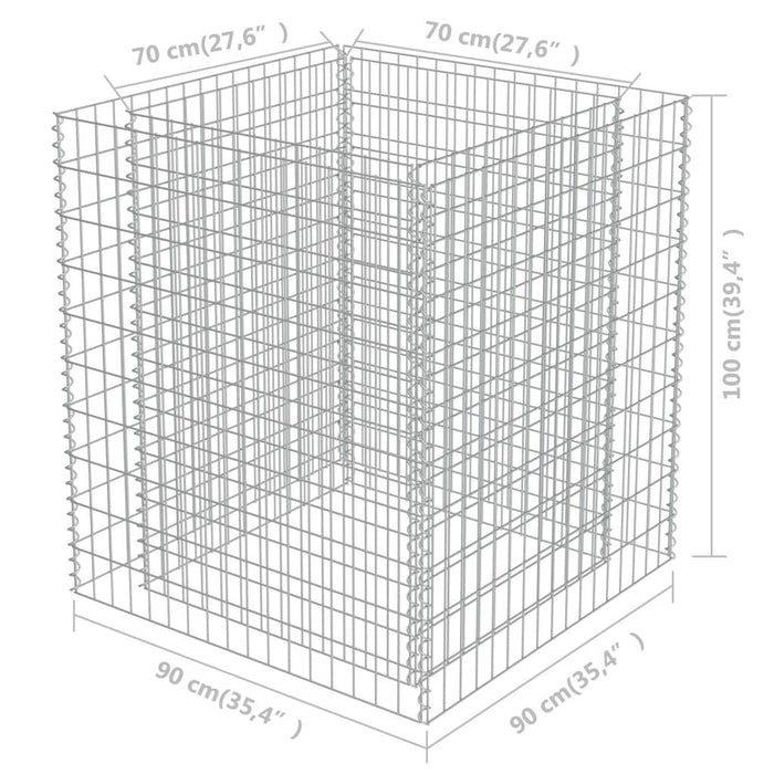 Gabion Raised Bed in Galvanised Steel (90 x 90 x 100cm) - Little and Giant Explorers vidaXL