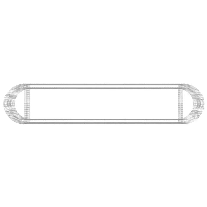 Gabion raised bed made of galvanized iron with an oval, rock-fill wire mesh design