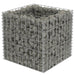 Square gabion raised bed with silver galvanized steel mesh filled with rocks