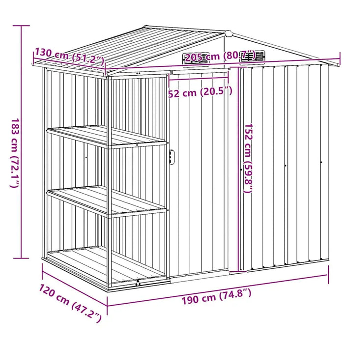 Galvanised Iron Garden Storage Shed – Anthracite | Sliding Doors - Ventilated Design VIDAXL - Little and Giant Explorers vidaXL