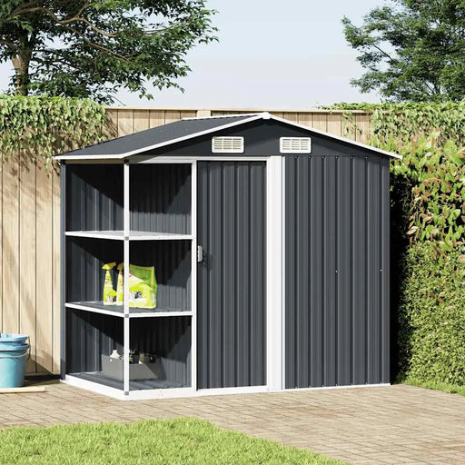 Galvanised Iron Garden Storage Shed – Anthracite | Sliding Doors - Ventilated Design VIDAXL - Little and Giant Explorers vidaXL