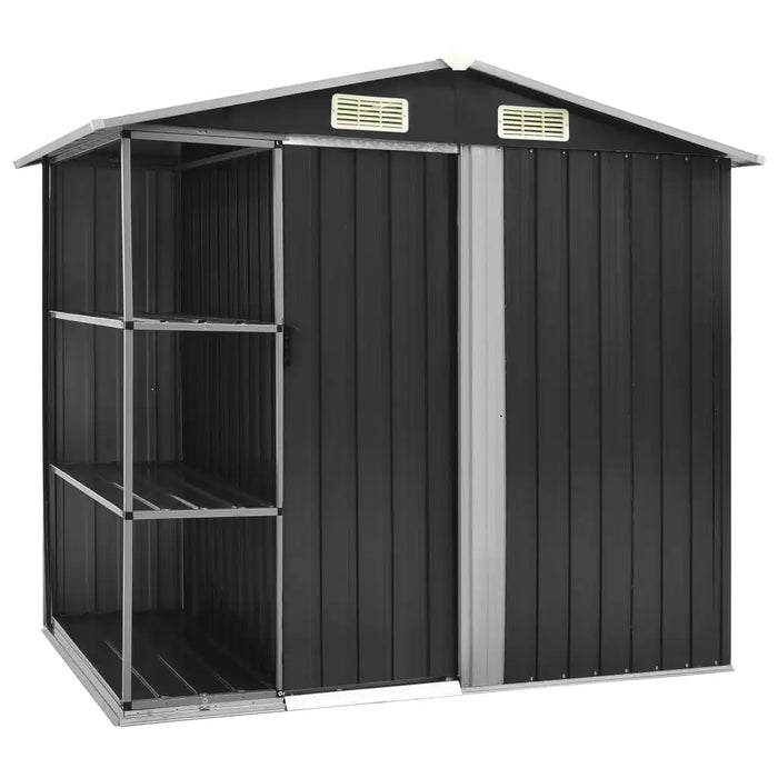 Galvanised Iron Garden Storage Shed – Anthracite | Sliding Doors - Ventilated Design VIDAXL - Little and Giant Explorers vidaXL