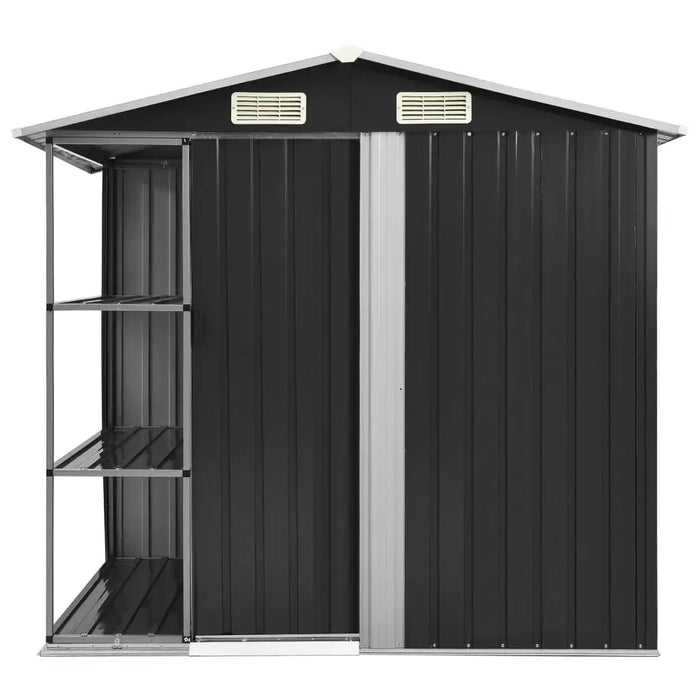 Galvanised Iron Garden Storage Shed – Anthracite | Sliding Doors - Ventilated Design VIDAXL - Little and Giant Explorers vidaXL