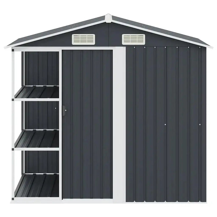 Galvanised Iron Garden Storage Shed – Anthracite | Sliding Doors - Ventilated Design VIDAXL - Little and Giant Explorers vidaXL