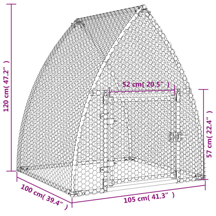 Galvanised Steel Chicken Cage | Silver (100 x 105 x 120cm) - Little and Giant Explorers vidaXL