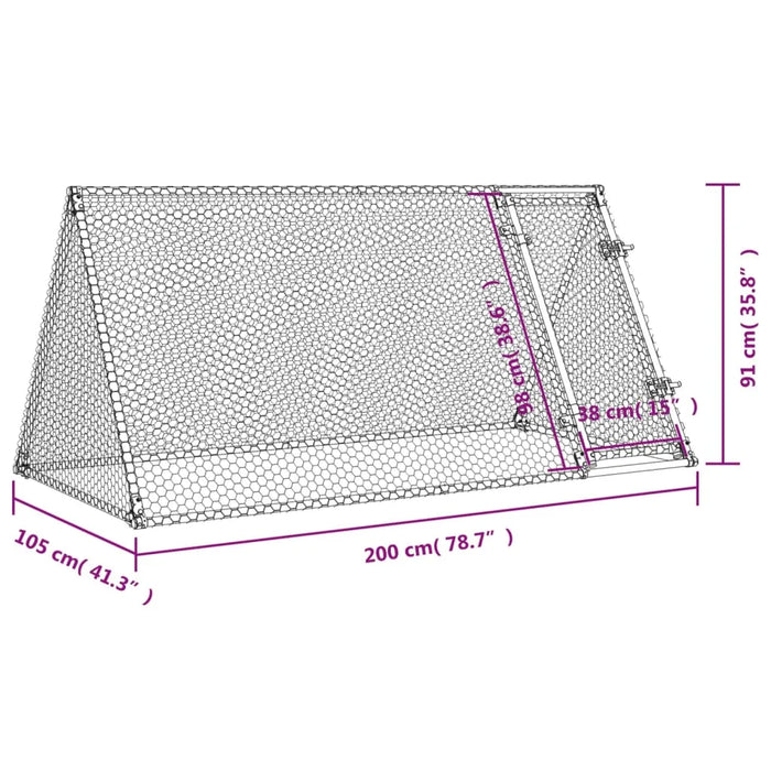 Galvanised Steel Chicken Cage | Silver (200 x 105 x 91cm) - Little and Giant Explorers vidaXL