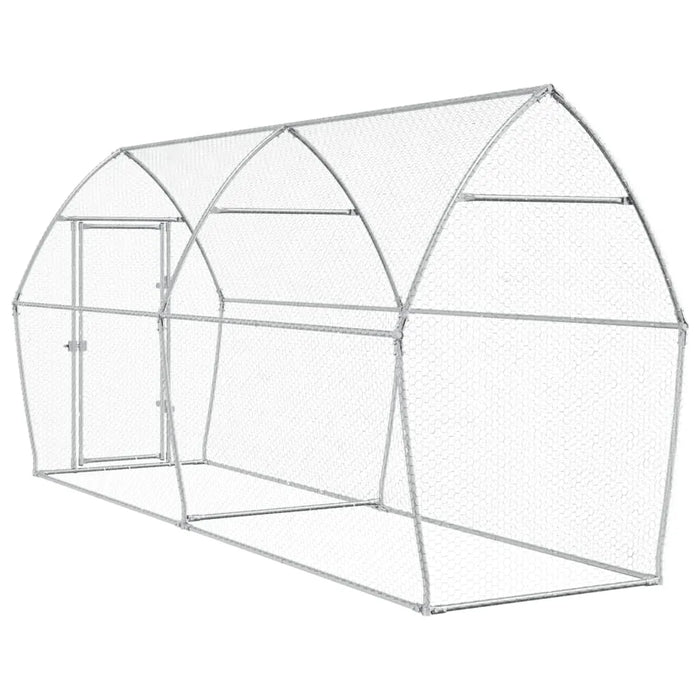 Galvanised Steel Chicken Cage | Silver (400 x 105 x 182cm) - Little and Giant Explorers vidaXL