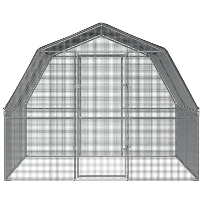 Galvanised Steel Chicken Cage with Roof and Door in Silver (375 x 285 x 230cm) - Little and Giant Explorers vidaXL