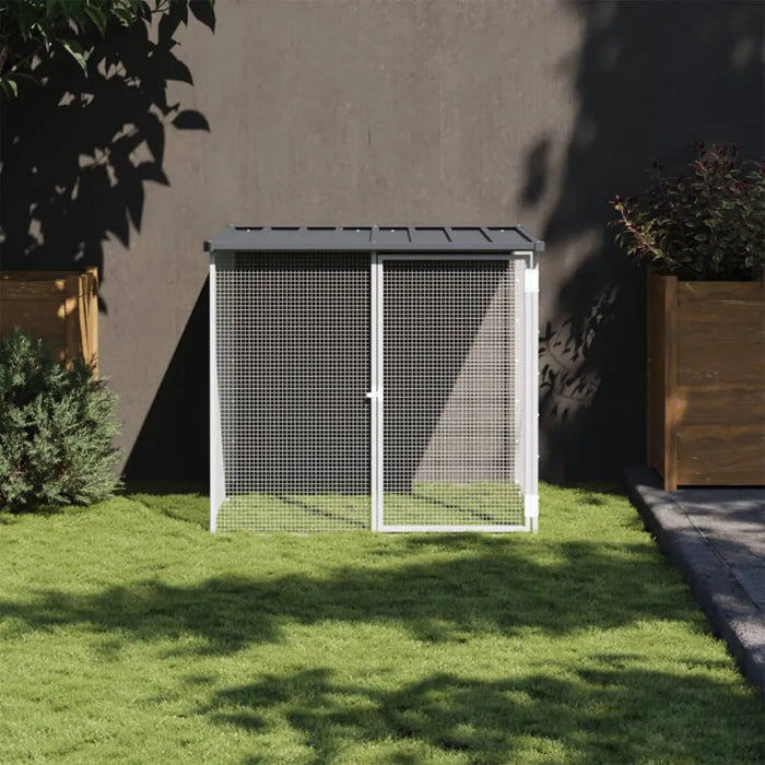 Galvanised Steel Chicken Cage with Roof in Anthracite (103 x 98 x 90cm) - Little and Giant Explorers vidaXL