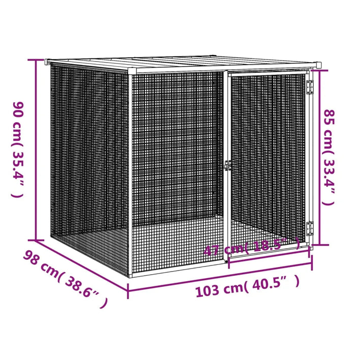 Galvanised Steel Chicken Cage with Roof in Anthracite (103 x 98 x 90cm) - Little and Giant Explorers vidaXL